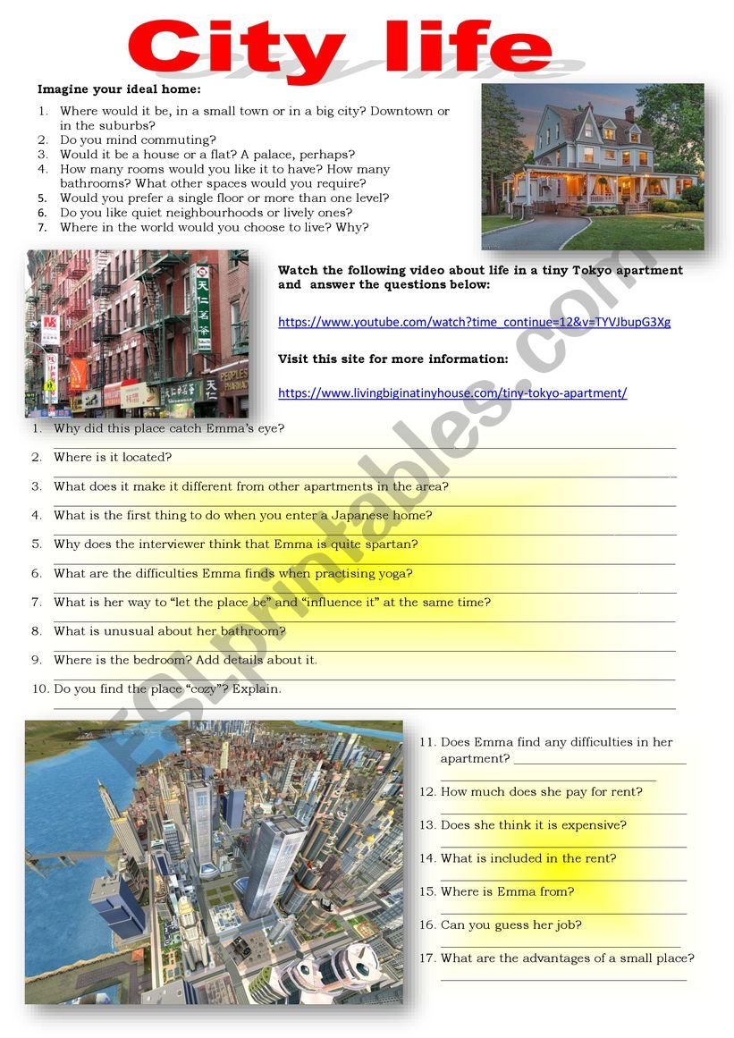 CITY LIFE worksheet