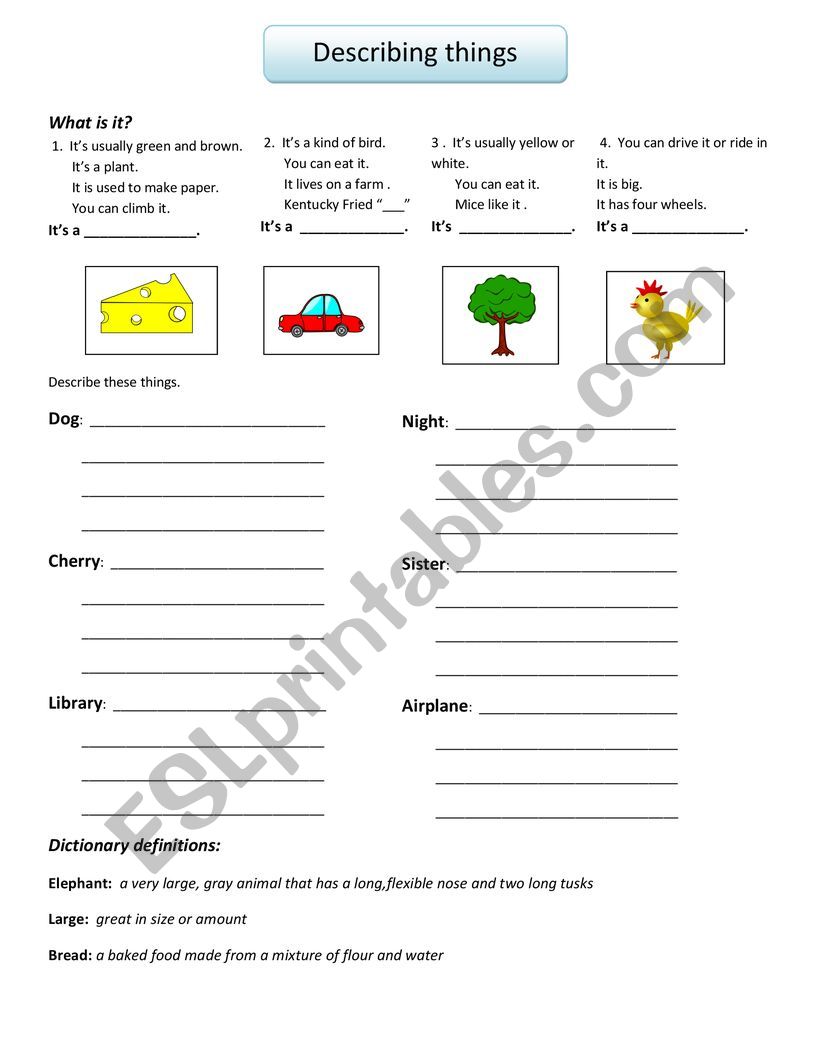 Describling objects- fluency practice