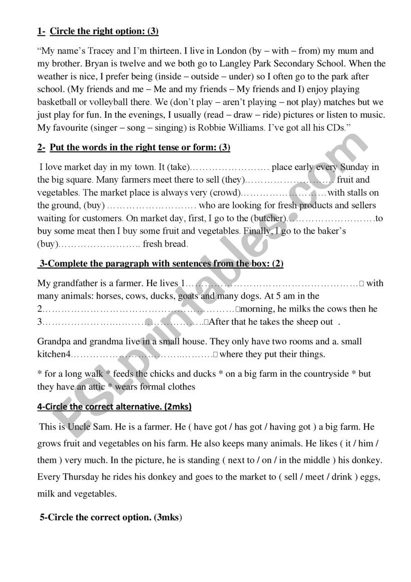 7th Full test2 Reviewe worksheet