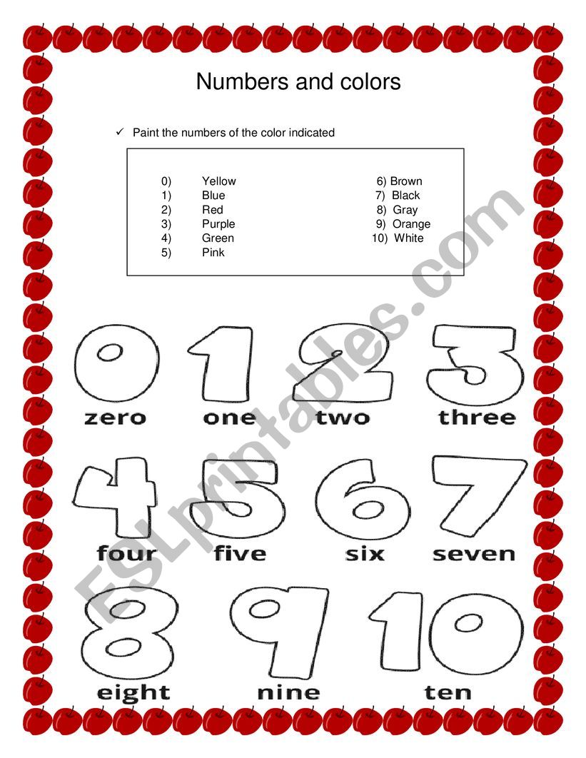 numbers and colors worksheet