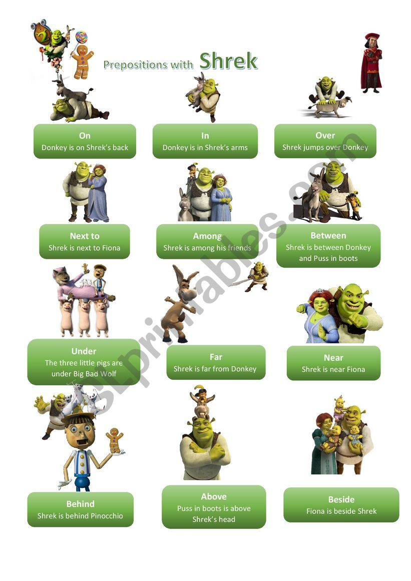 Prepositions with Shrek - More compact