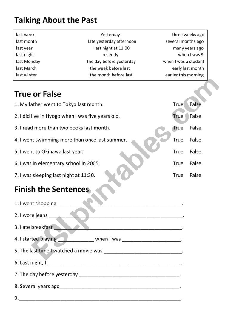 Past tense conversation practice