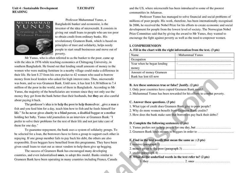 sustainable development worksheet