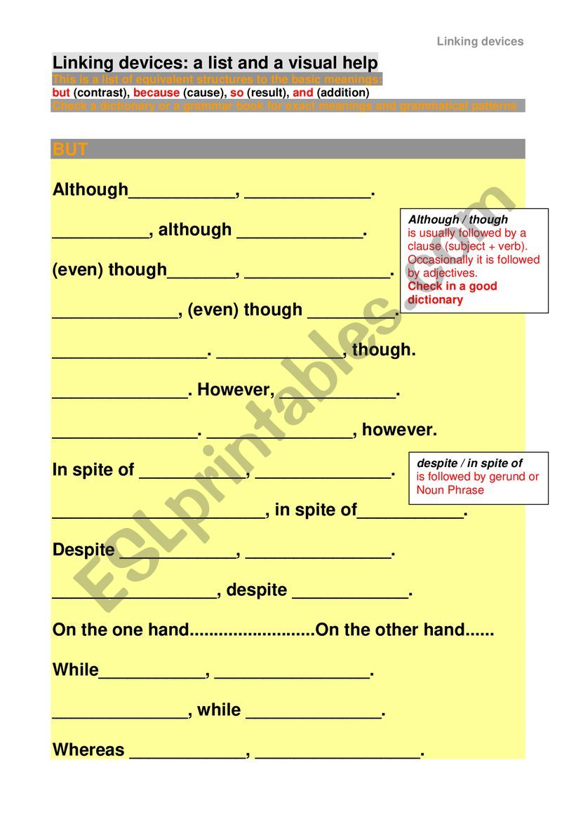 Linker / connectors  worksheet