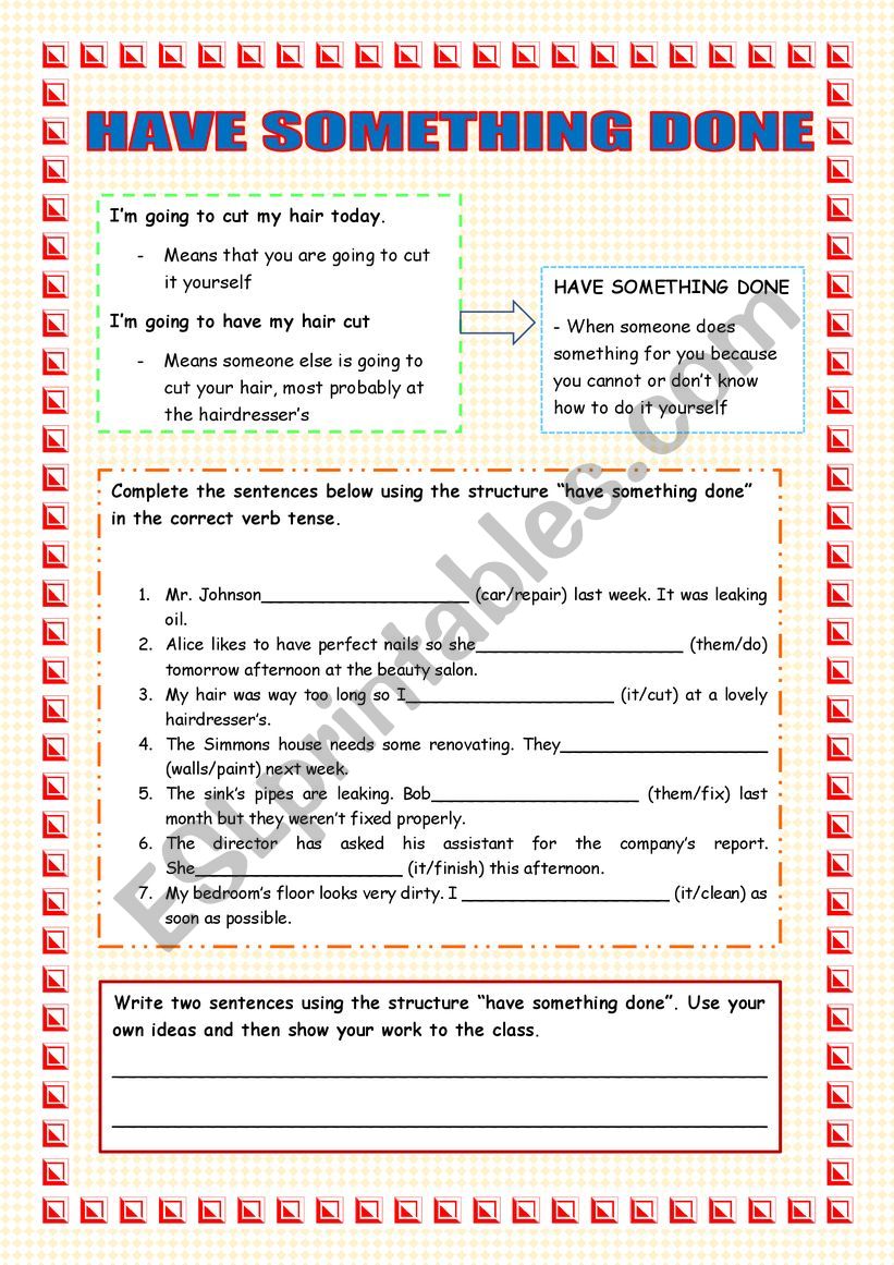 Have something done worksheet