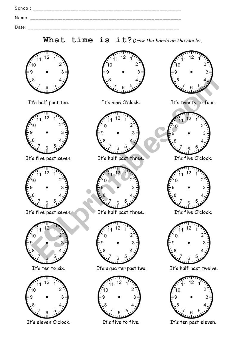 Telling Time worksheet