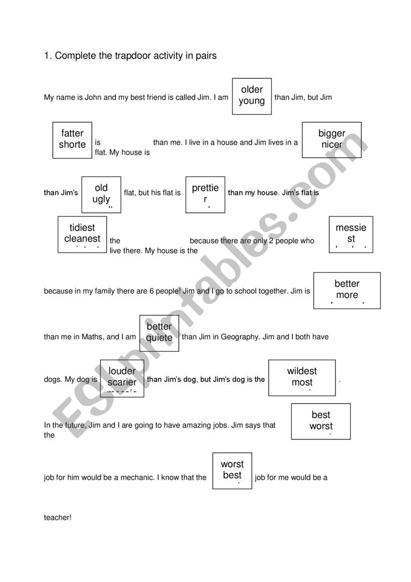 Comparative and superlative trapdoor