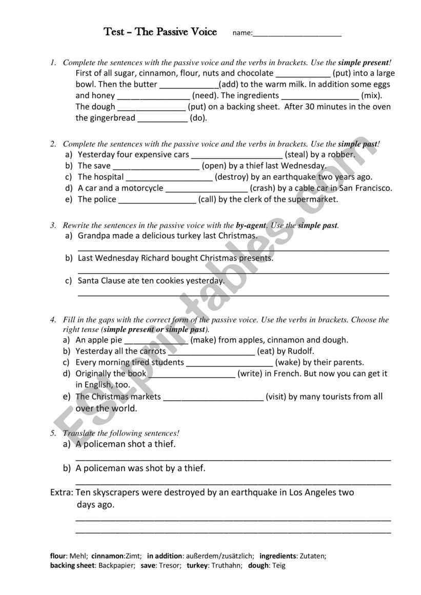 Test - Passive Voice in Simple Present and Simple Past