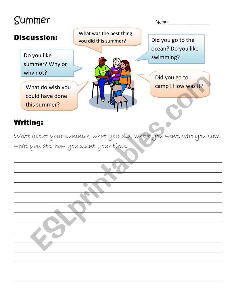 Summer conversation worksheet