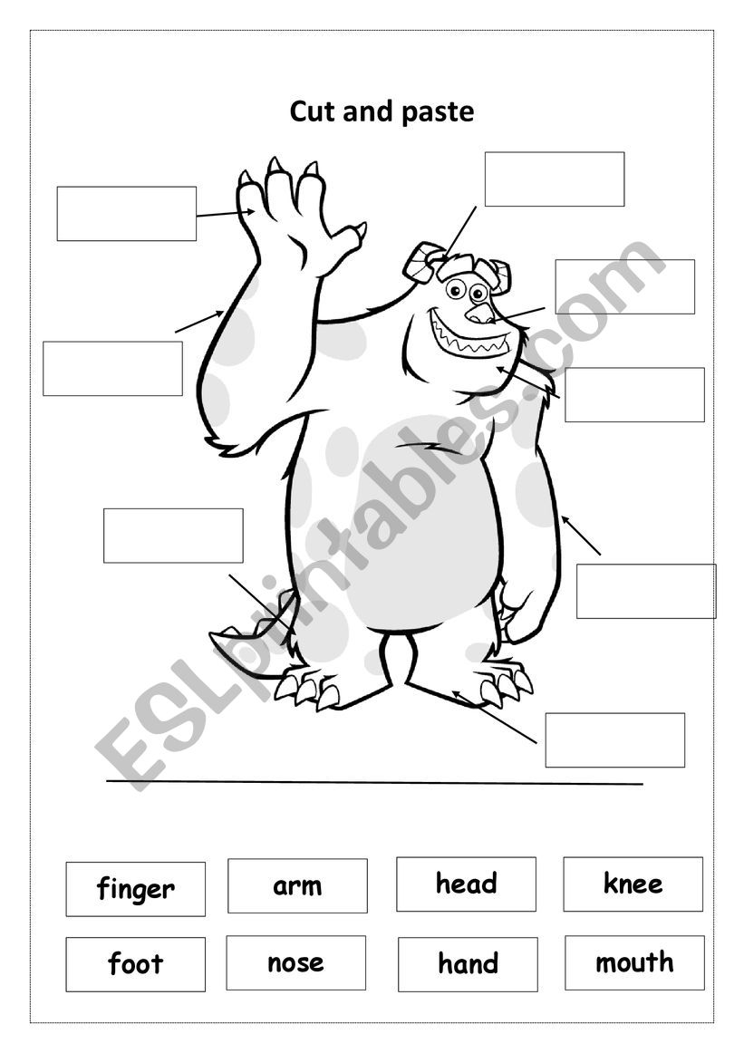 body cut&paste worksheet