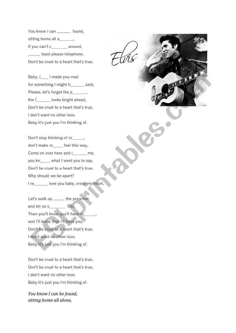 Elvis Presley Song - a listening exercise