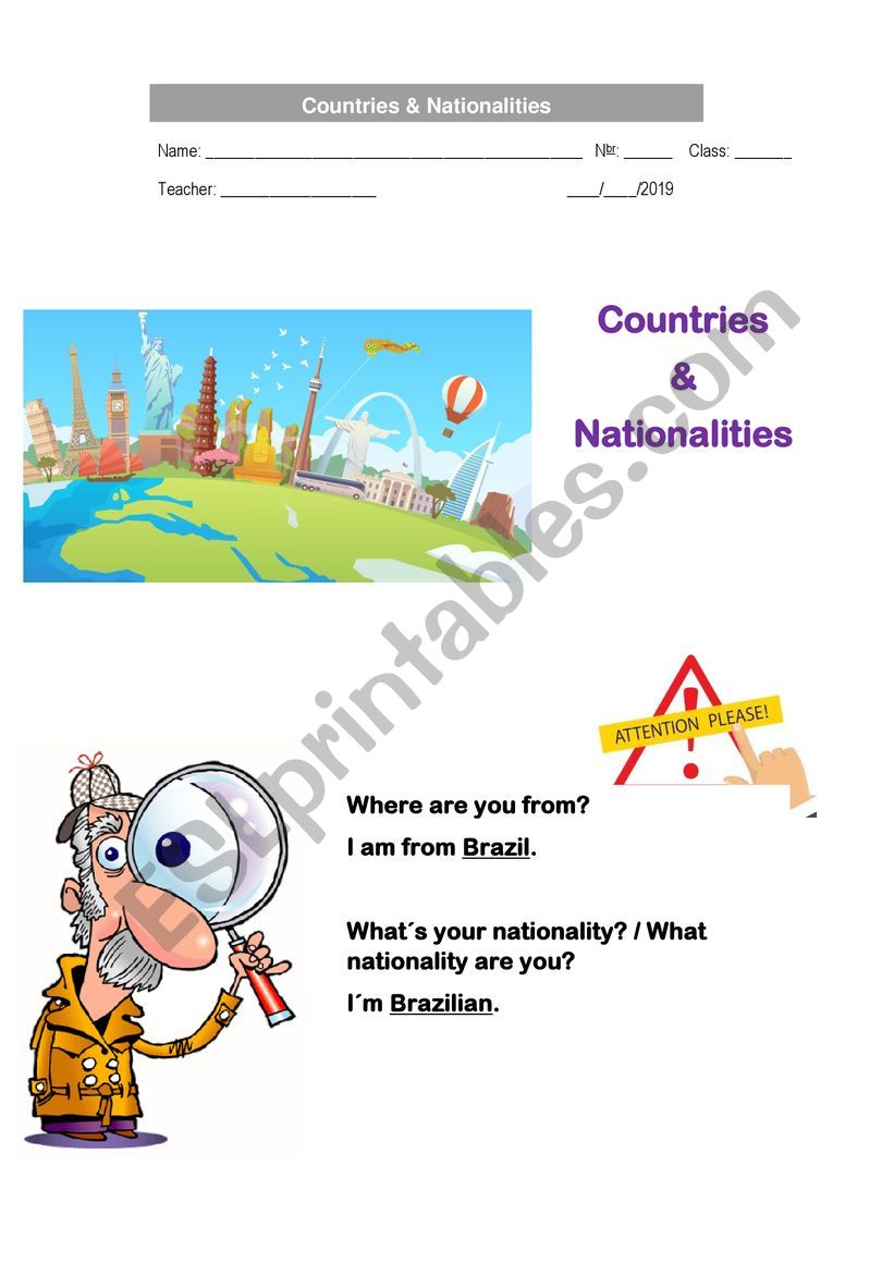 Countries and Nationalities worksheet