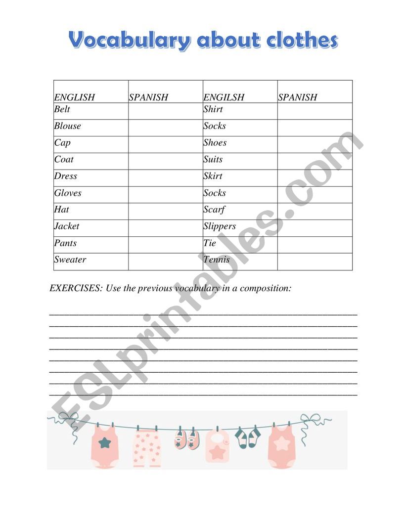 CLOTHES worksheet