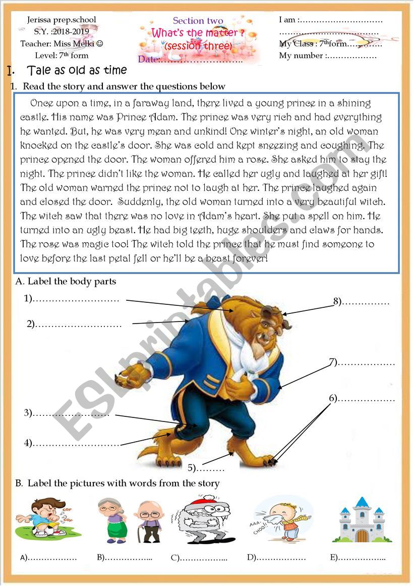 Whats the matter? worksheet