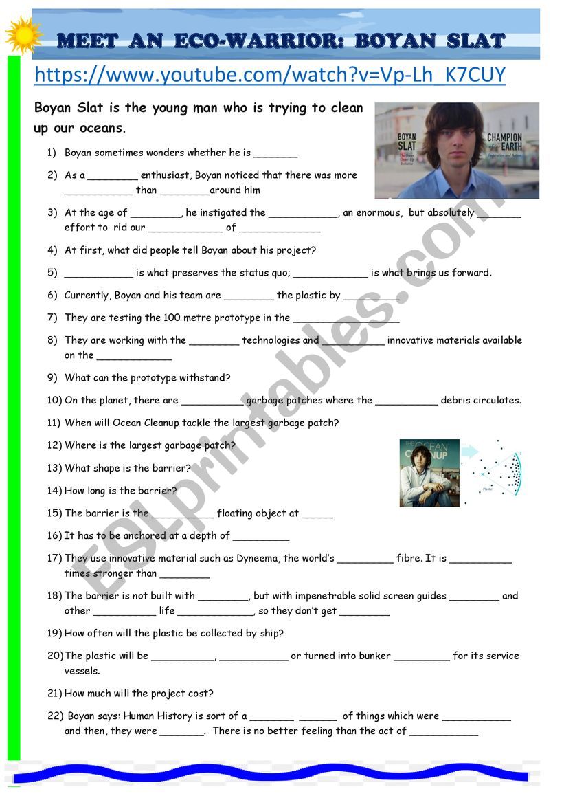 Boyan Slat youtube clip worksheet