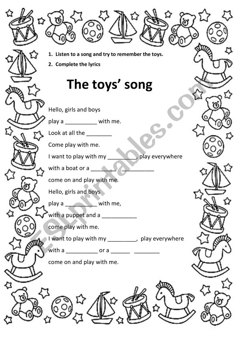 Toys song worksheet