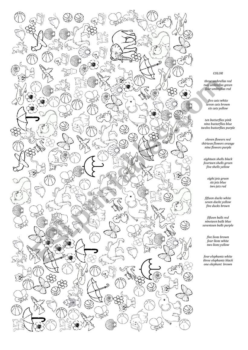 NUMBERS AND COLORS worksheet