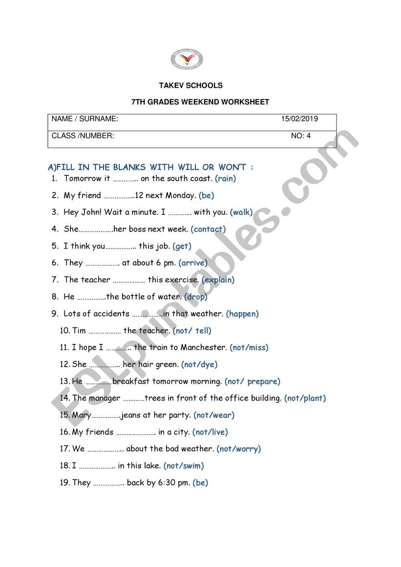 future tense worksheet