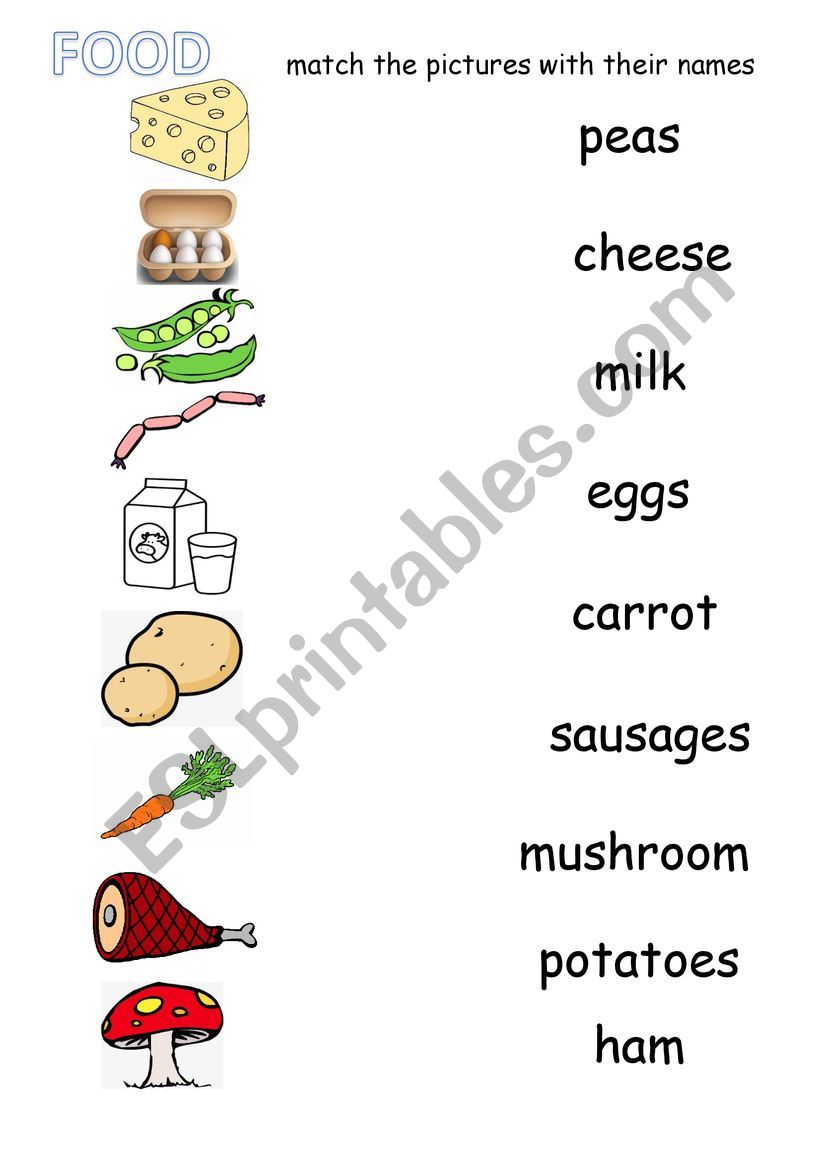 Food_matching and order worksheet