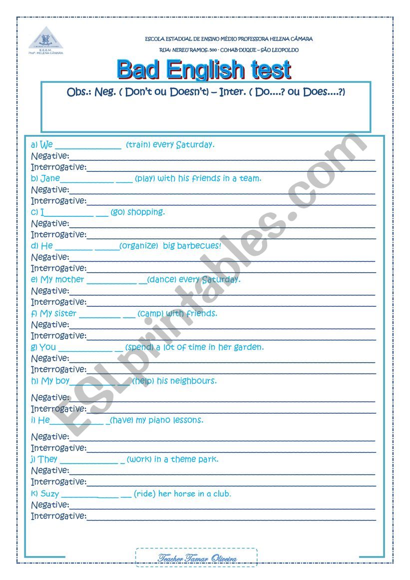 Simple present worksheet