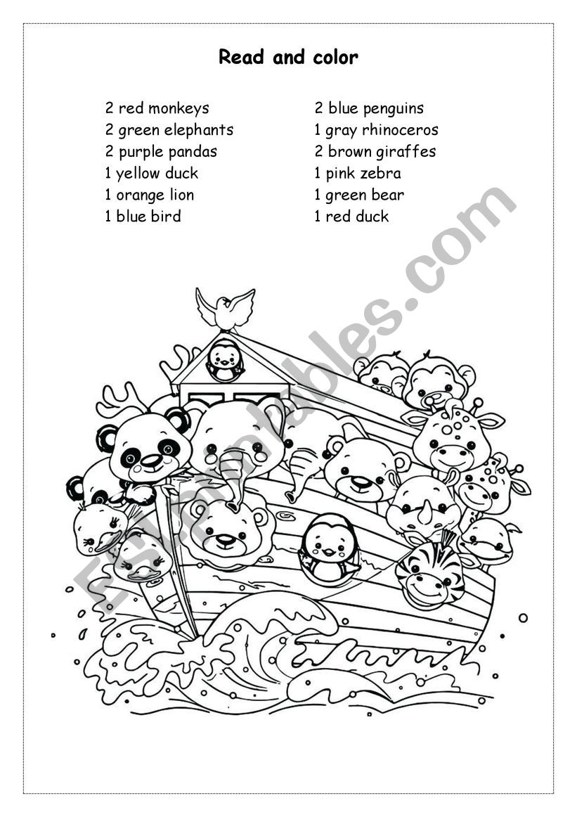 read and colour worksheet