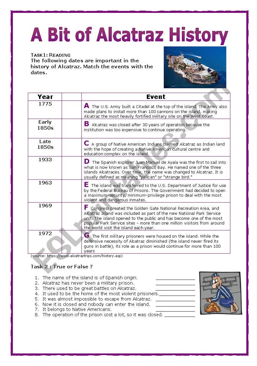 A Bit of Alcatraz History worksheet