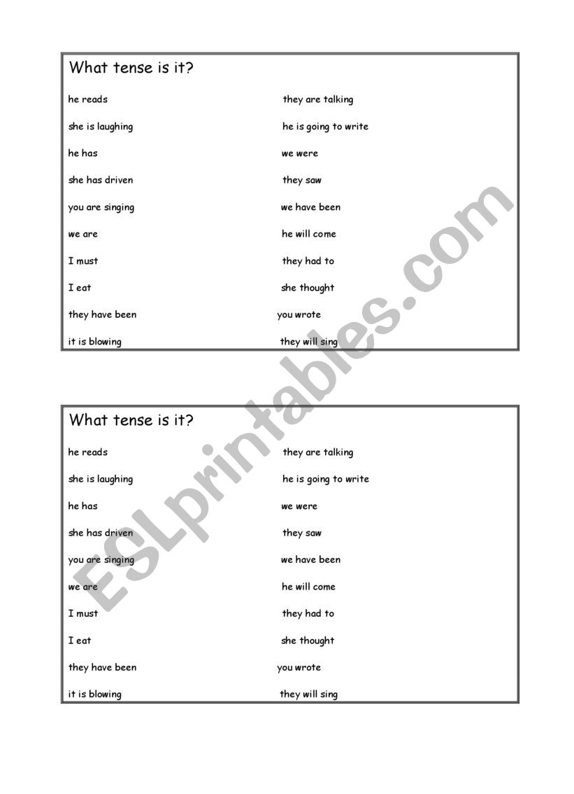 What tense is it worksheet