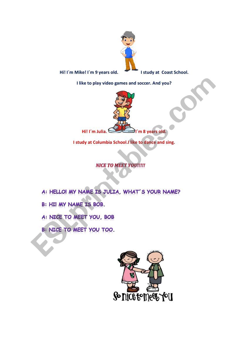 Introducing for kids worksheet