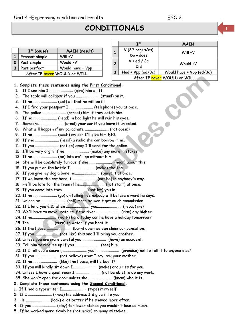 Expressing cause and result through Conditional sentences