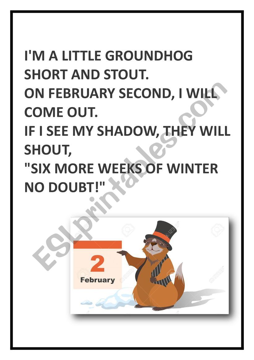 GROUNDHOG SONG worksheet