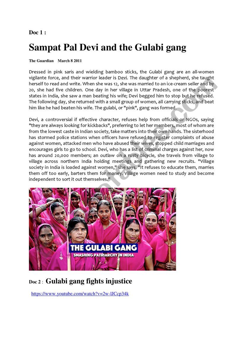 The Gulabi gang  fights patriarchy in India