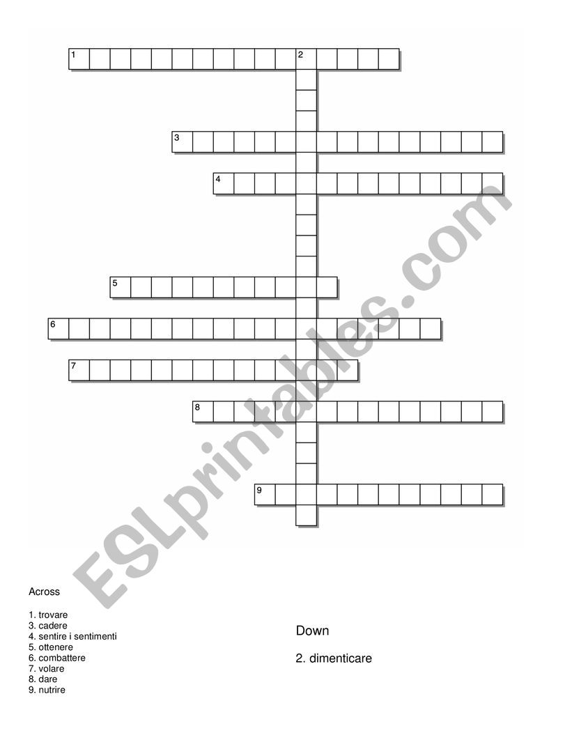 irregular verbs crossword  worksheet