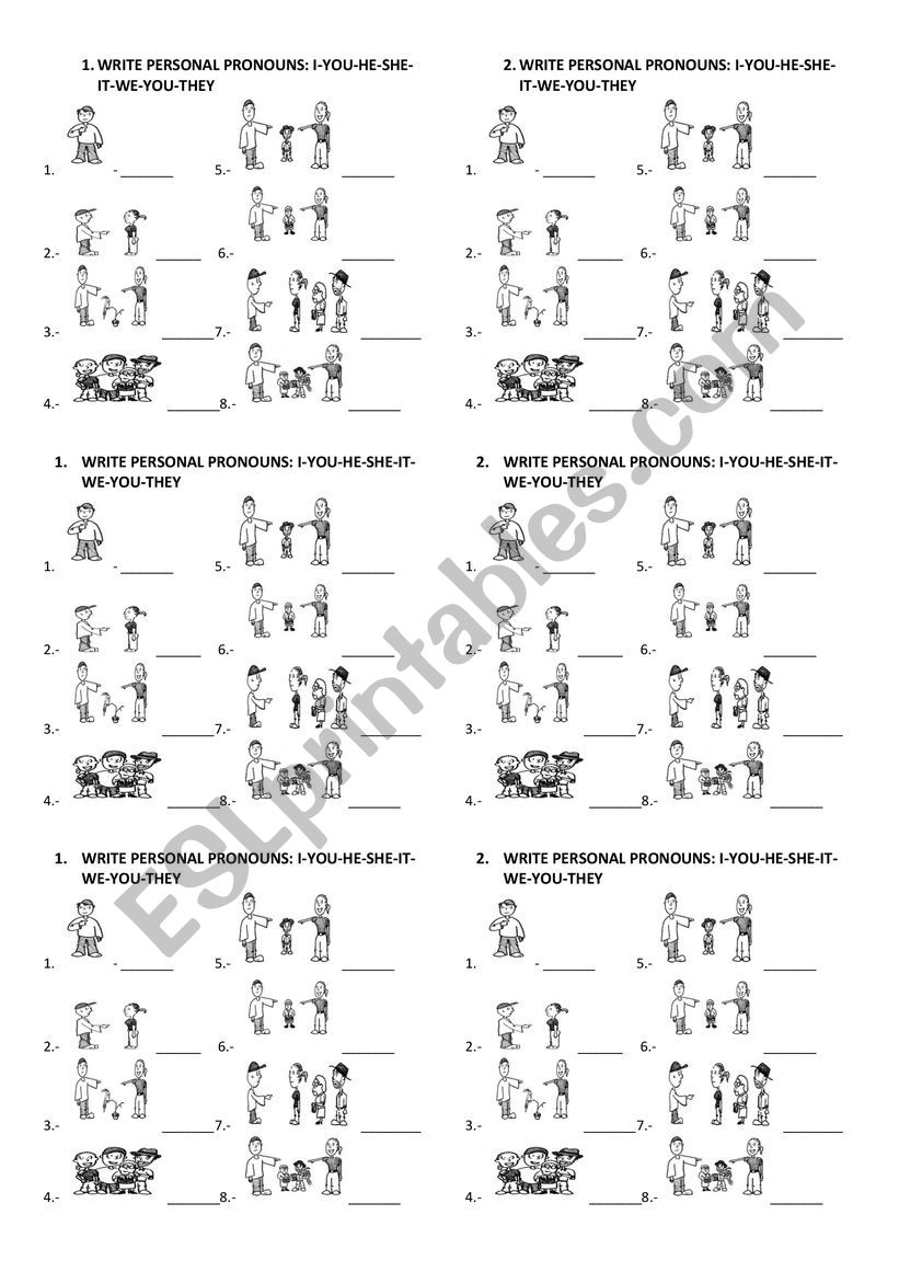 Personal Pronouns worksheet