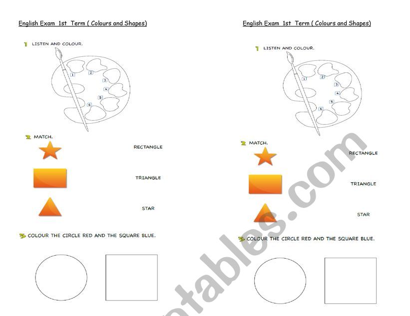 colours and shapes worksheet