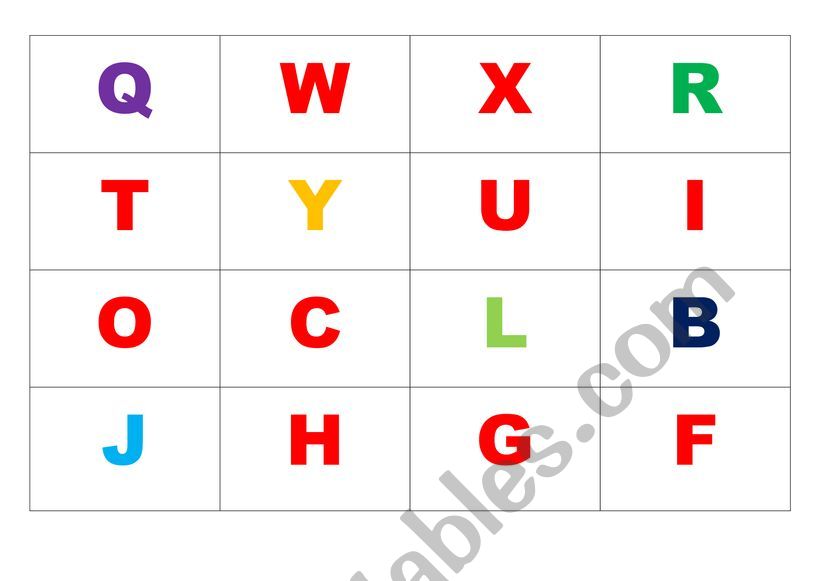 Alphabet Bingo worksheet