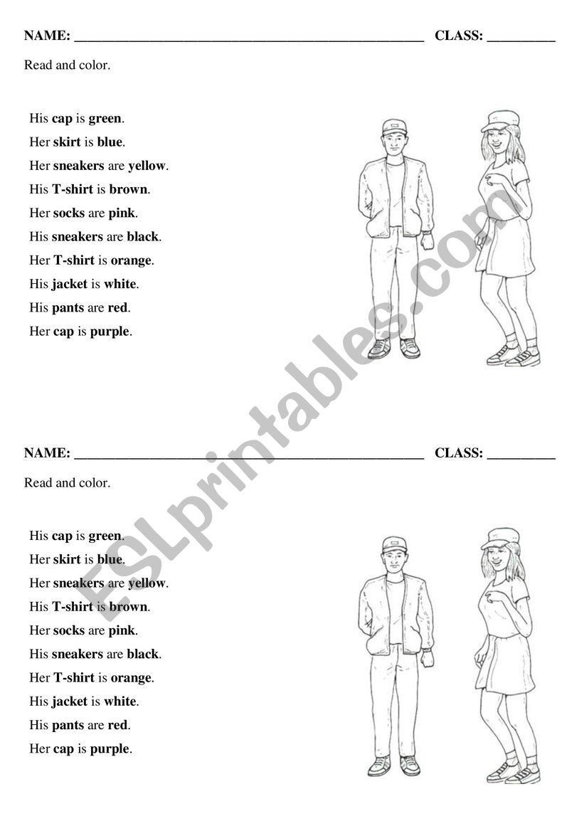 CLOTHES AND COLORS worksheet