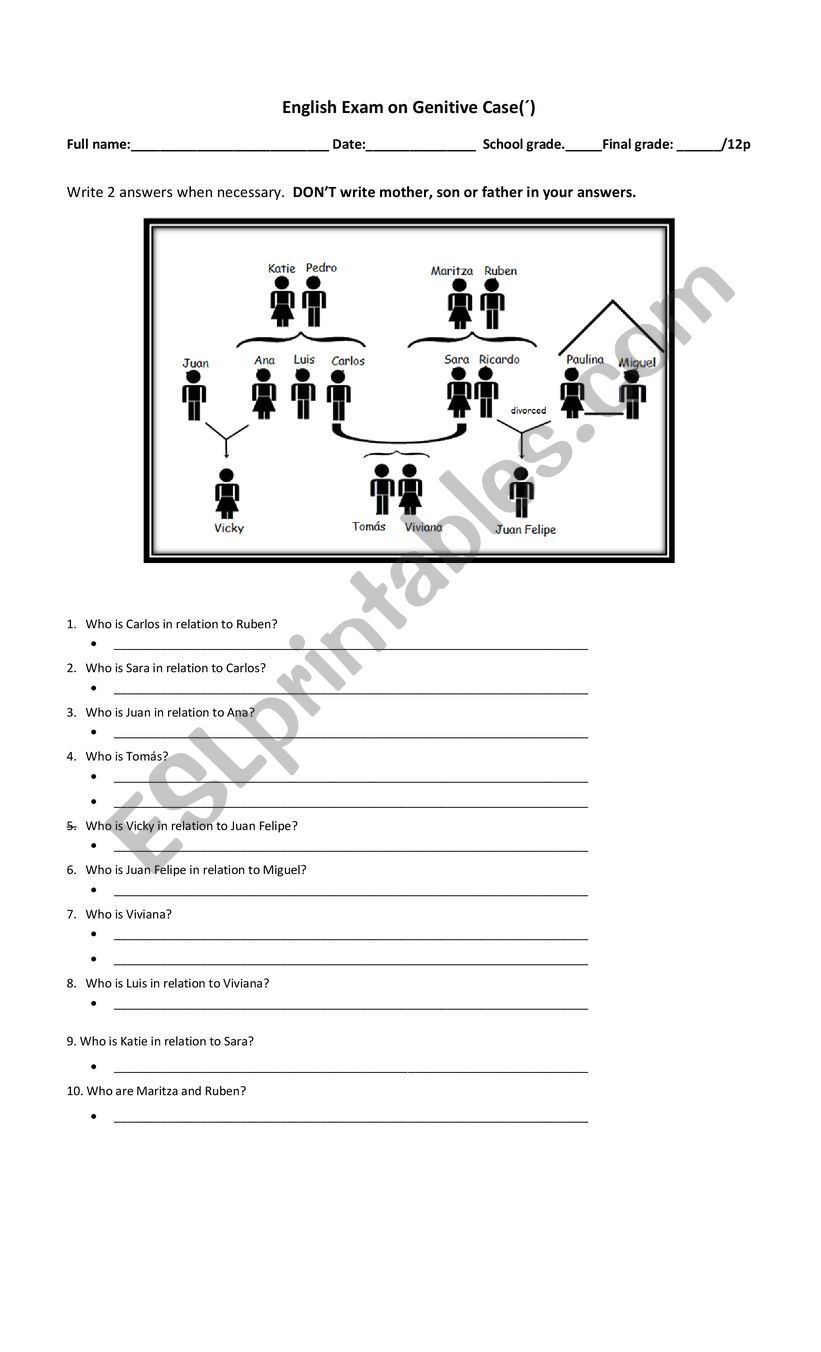 genitive case worksheet