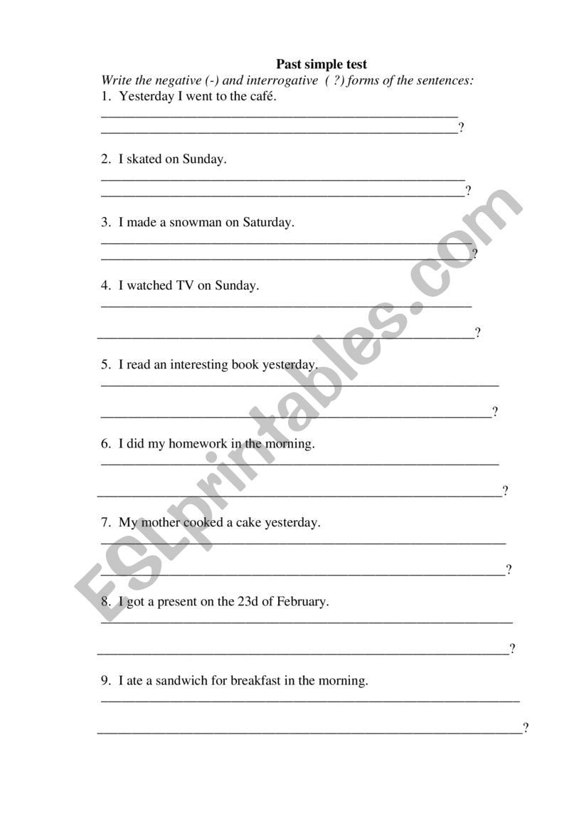 past simple positive- interrogative and questions