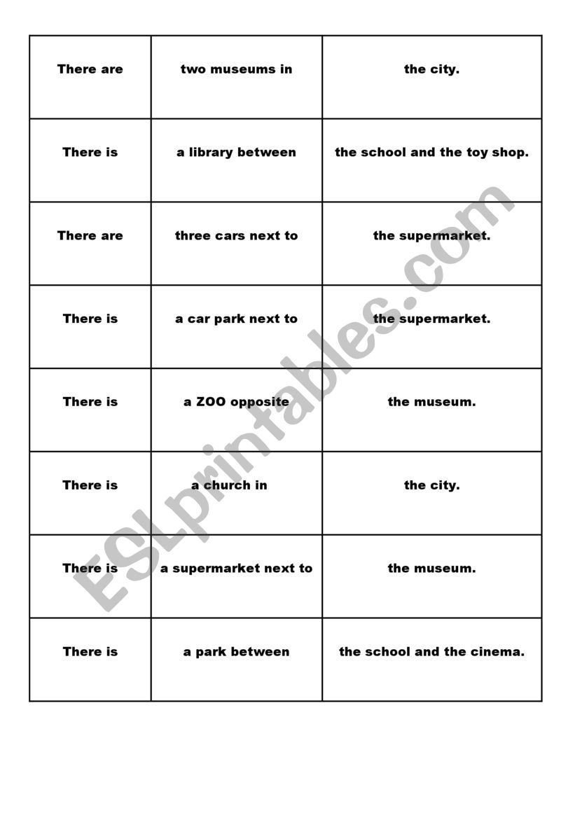 There is / there are / there isnt / there arent and prepositions of place.