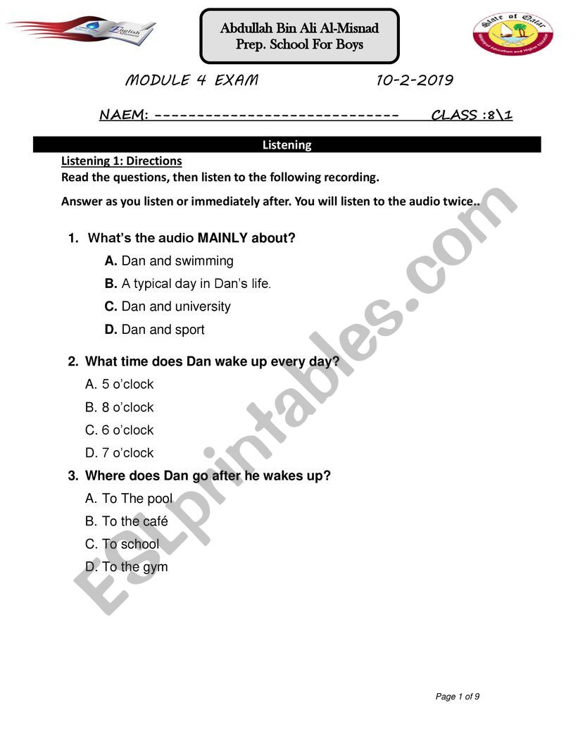 MODULE 4 EXAM worksheet