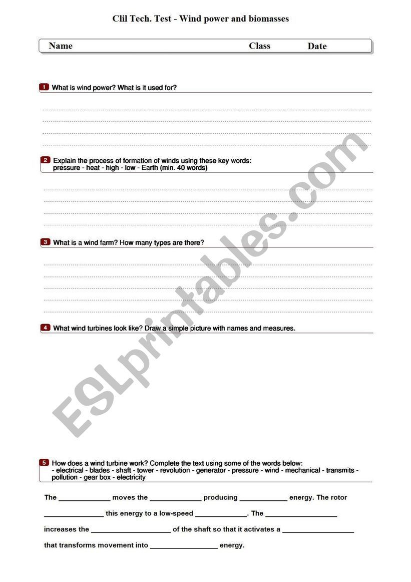 Wind power and biomasses test worksheet