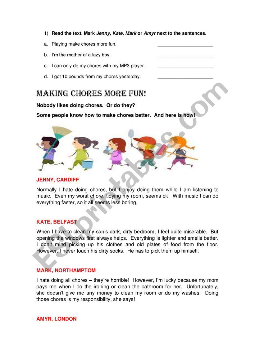 Reading Comprehension worksheet