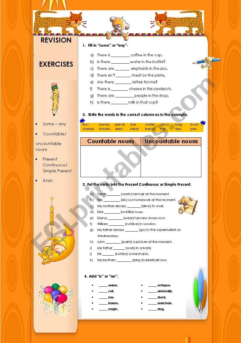 Revision exercises worksheet