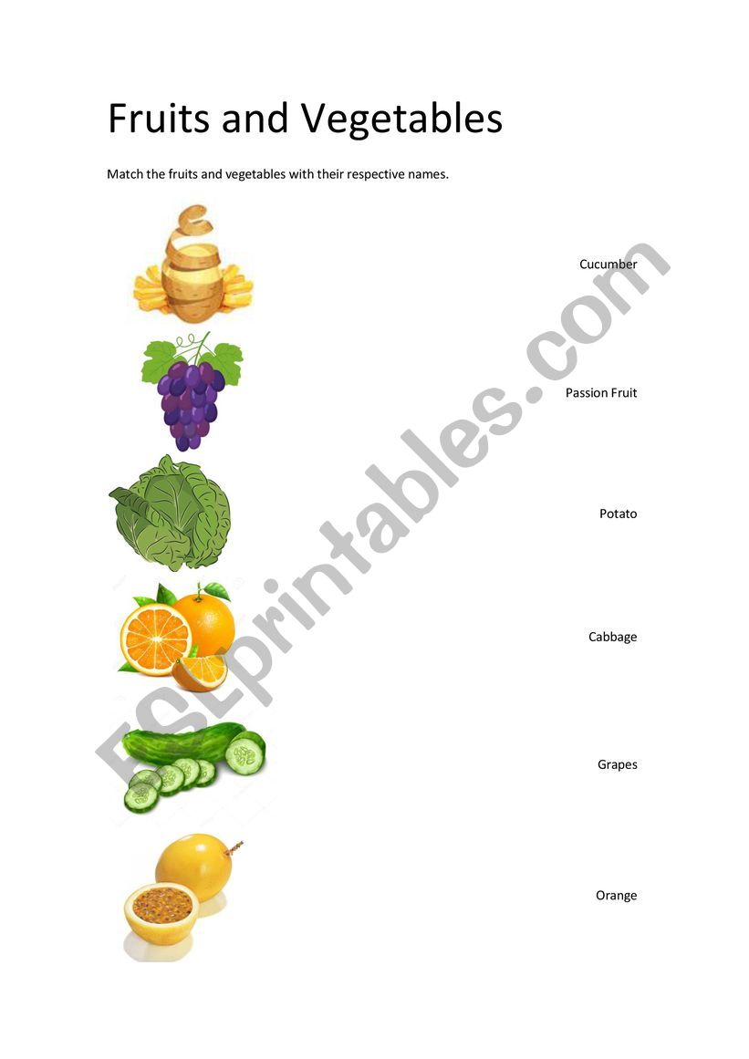 Fruits and Vegetables Exercise