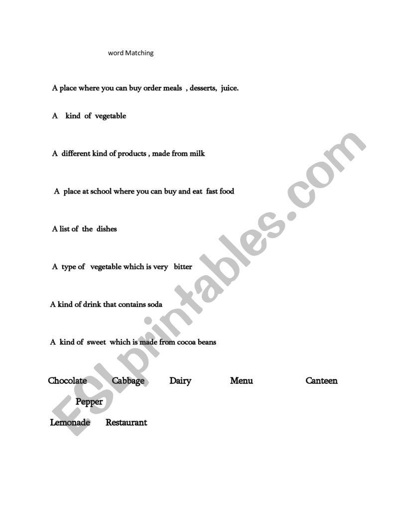 Food  worksheet