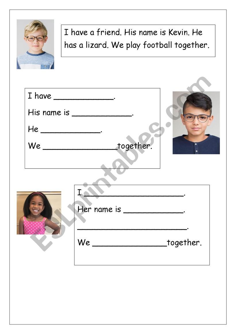 Introducing my friend worksheet