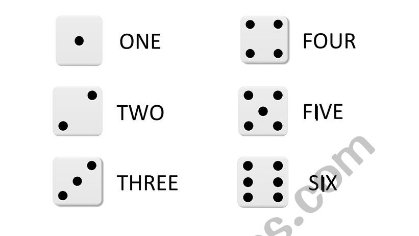 DICE NUMBERS worksheet