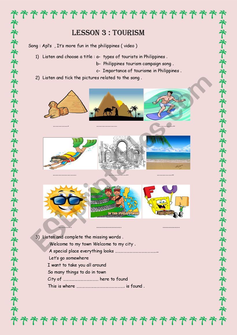 lesson 3 tourism 9th form worksheet