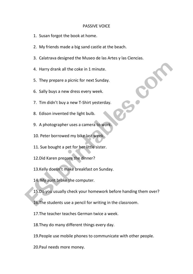 PASSIVE VOICE worksheet