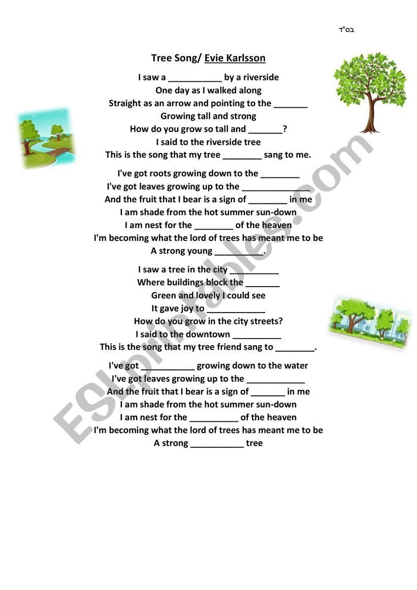 Tree Song/ Evie Karlsson worksheet